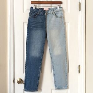 Revice Yin Yang Two Tone Wash High Waisted Slim Fit Ankle Cropped Jeans Tokyo 28